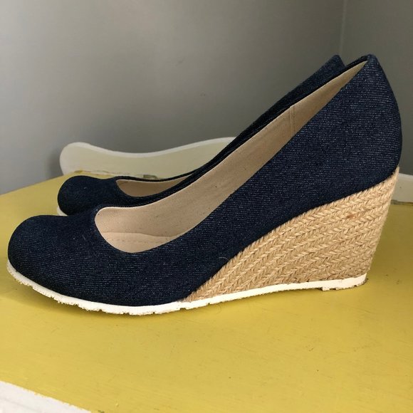 Dark Blue Wedge Heels - Picture 1 of 6